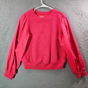 Porridge Anthropologie Sweater Women Small Cotton Stretch Long Sleeve Red Preppy